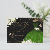 キンセアニェラサンキューエメラルドグリーングリッターガウン  サンキューカード (スタンド正面)