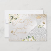 キンセアニェラサンキューシルバフェイクーグリッターガウン サンキューカード (正面)