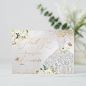 キンセアニェラサンキューシルバフェイクーグリッターガウン  サンキューカード (スタンド正面)