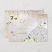 キンセアニェラサンキューシルバフェイクーグリッターガウン  サンキューカード (正面/裏面)