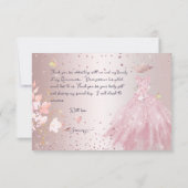 キンセアニェラサンキューダスティバラグリッターガウン 招待状 (裏面)