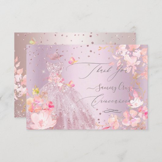 キンセアニェラサンキューダスティバラグリッターガウン 招待状 (正面/裏面)