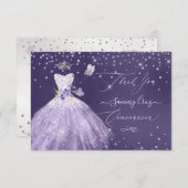 キンセアニェラサンキューダスティパープルグリッターガウン 招待状 (正面/裏面)