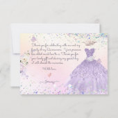 キンセアニェラサンキューダスティパープルグリッターガウン 招待状 (裏面)