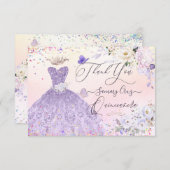 キンセアニェラサンキューダスティパープルグリッターガウン 招待状 (正面/裏面)