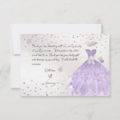 キンセアニェラサンキューダスティパープルグリッターガウン 招待状 (裏面)