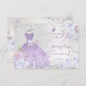 キンセアニェラサンキューダスティパープルグリッターガウン 招待状 (正面/裏面)