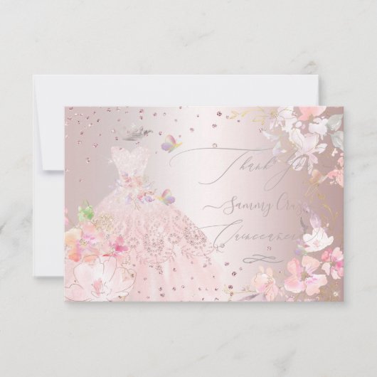 キンセアニェラサンキュー赤面グリッターガウン 招待状 (正面)