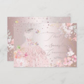 キンセアニェラサンキュー赤面グリッターガウン 招待状 (正面/裏面)