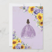 キンセアニェラサンフラワーパープルラベンダーフローラ金ゴールド 招待状 (裏面)