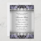 キンセアニェラシックパープルダマスクダイヤモンドジュエルフォト 招待状 (裏面)