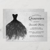 キンセアニェラシックブラックドレスオンシルバーパーティーインビュー 招待状 (正面/裏面)
