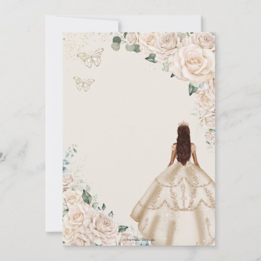 キンセアニェラシャンパンアイボリーフローラドレスプリンセス 招待状 (裏面)