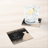 キンセアニェラシャンパンフェイクグリッター スクエアペーパーコースター (インサイチュ)