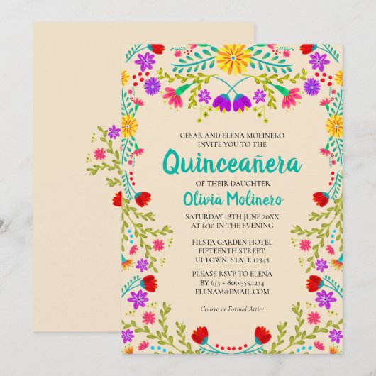 キンセアニェラシャンパンメキシコ花誕生日 招待状 (正面/裏面)