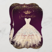 キンセアニェラシャンパン金ゴールドグリッタードレスDIYカラー 招待状 (正面/裏面)