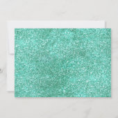 キンセアニェラシルバーアクアドレスオンシルバーティール（緑がかった色）パーティー 招待状 (裏面)