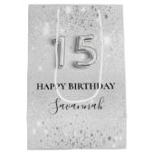 キンセアニェラシルバーグリッターきらめく華やかな ミディアムペーパーバッグ (裏面)