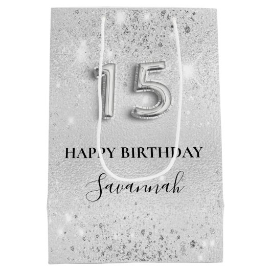 キンセアニェラシルバーグリッターきらめく華やかな ミディアムペーパーバッグ (裏面)