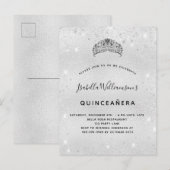 キンセアニェラシルバーグリッターティアラクラウン インビテーションポストカード (正面/裏面)