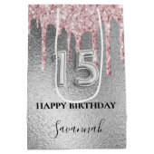 キンセアニェラシルバーグリッタードリップスピンクモノグラム ミディアムペーパーバッグ (裏面)