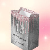 キンセアニェラシルバーグリッタードリップスピンクモノグラム ミディアムペーパーバッグ