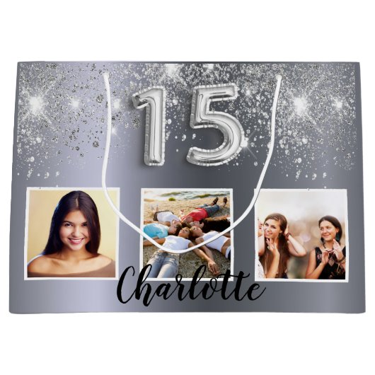 キンセアニェラシルバーグリッター写真名 ラージペーパーバッグ (正面)