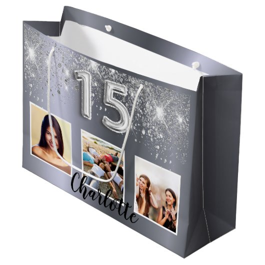 キンセアニェラシルバーグリッター写真名 ラージペーパーバッグ (正面アングル)