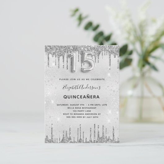 キンセアニェラシルバーグリッター招待 インビテーションポストカード (スタンド正面)