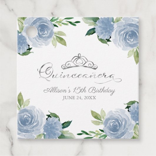 キンセアニェラシルバーティアラライトブルーフローラ フェイバータグ (正面)