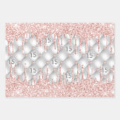 キンセアニェラシルバーバラ金ゴールドピンクの滴 ラッピングペーパーシート (正面3)