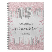 キンセアニェラシルバーピンクグリッターゲストブック ノートブック (正面)