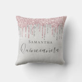 キンセアニェラシルバーピンクグリッタードリップモノグラム名 クッション (裏面)