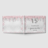 キンセアニェラシルバーピンクグリッターメタルネーム文字 ゲストブック (全面)