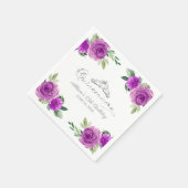 キンセアニェラシルバーフォイルティアラパープルフローラ スタンダードカクテルナプキン (角)