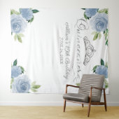 キンセアニェラシルバーフォイルティアラブルーフローラ背景 タペストリー (インサイチュ(横))