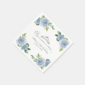 キンセアニェラシルバーフォイルティアラライトブルーフローラ スタンダードカクテルナプキン (角)