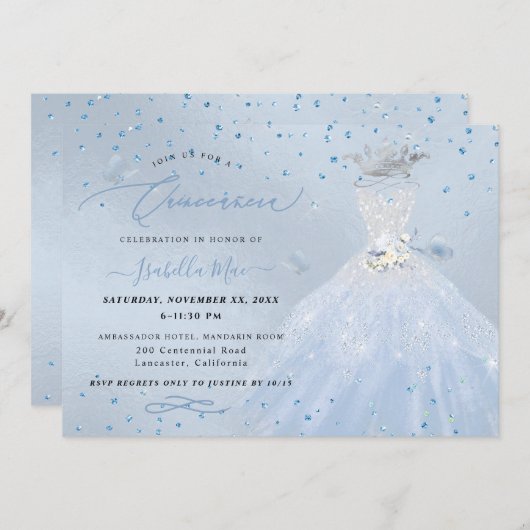 キンセアニェラシルバーブルーキンセアニェラドレス 招待状 (正面/裏面)