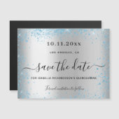 キンセアニェラシルバーブルー日付のマグネットカードを保存 (正面/裏面)