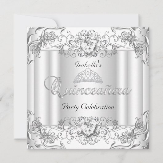 キンセアニェラシルバーホワイトダイアモンドティアラ15パーティー 招待状 (正面)