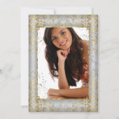 キンセアニェラシルバーホワイト金ゴールドティアラ写真パーティー 招待状 (裏面)