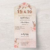 キンセアニェラスウィート16パンパバラピンク花模様RSVP オールインワン招待状 (内側)