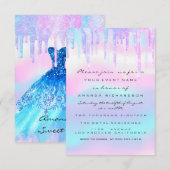 キンセアニェラスウィート16thブルーピンクホログラフィックドレス 招待状 (正面/裏面)