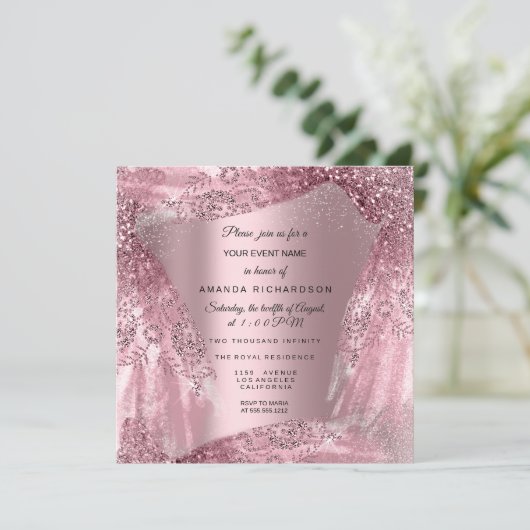 キンセアニェラスウィート16th15誕生日ピンクドレス 招待状 (スタンド正面)