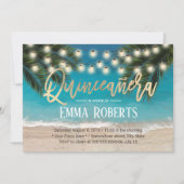 キンセアニェラストリングライツトロピカルビーチ誕生日 招待状 (正面)