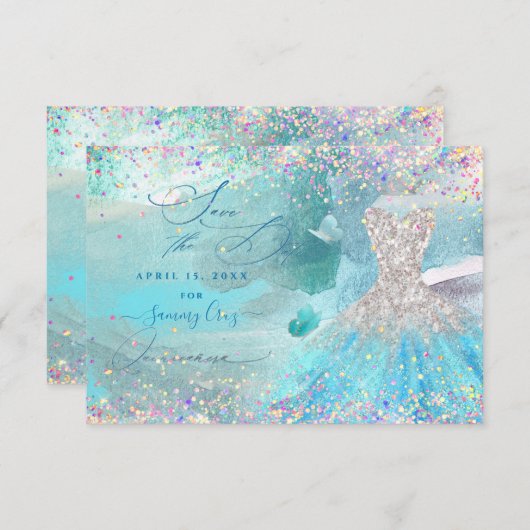 キンセアニェラセーブザデートシルバーアクアドレス セーブザデート (正面/裏面)