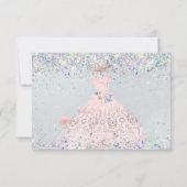 キンセアニェラセーブザデート赤面ピンクグリッターガウン 招待状 (裏面)
