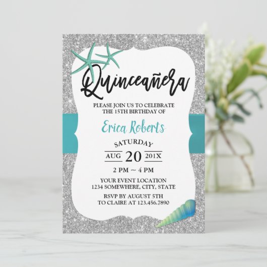 キンセアニェラターコイズビーチスターフィッモダングシルバー 招待状 (スタンド正面)