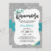 キンセアニェラターコイズビーチスターフィッモダングシルバー 招待状 (正面/裏面)
