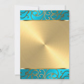 キンセアニェラターコイズブルーと金ゴールドフィリグリースワール 招待状 (裏面)